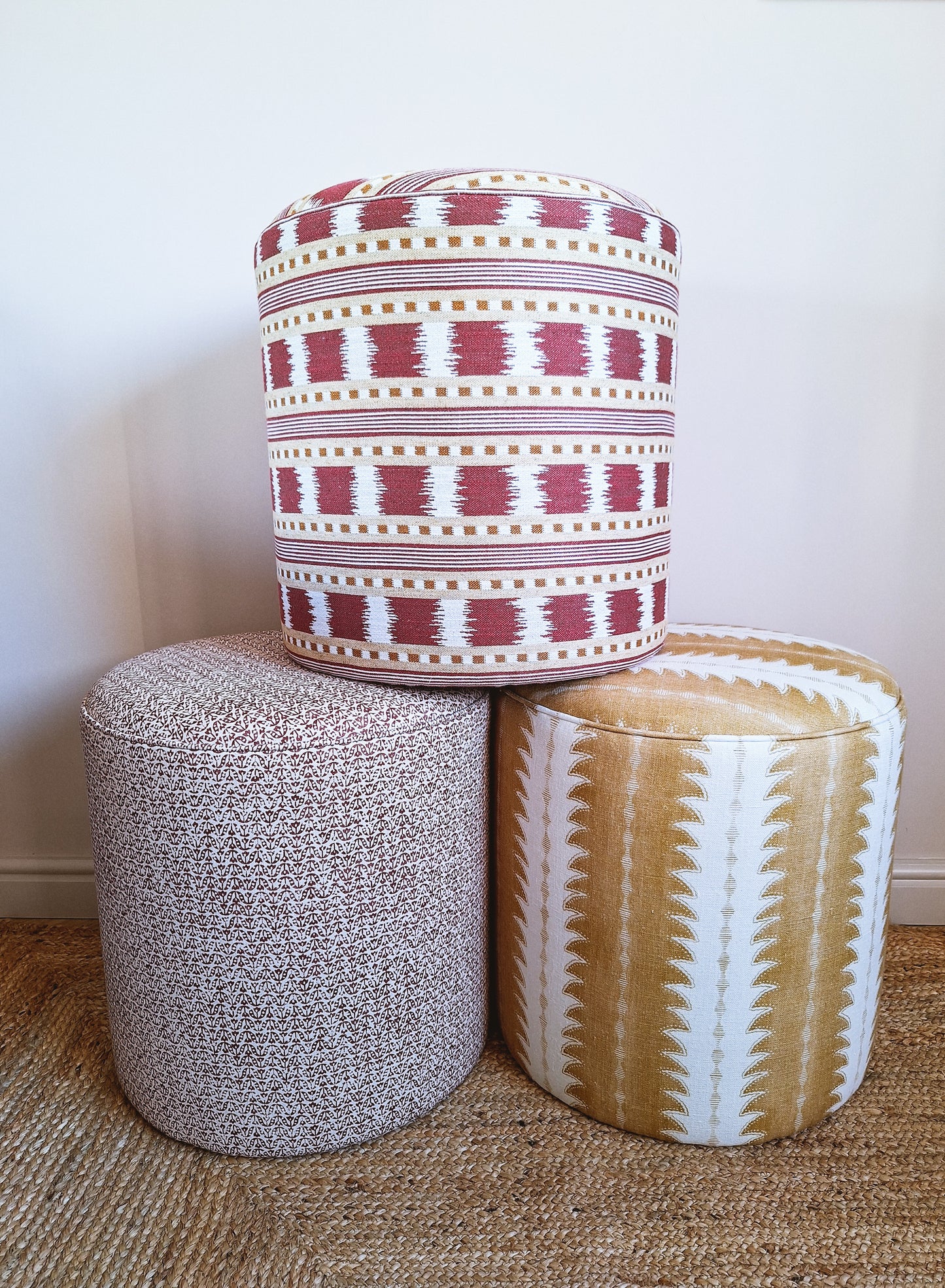 Calder Drum Stool – Fern Print Linen