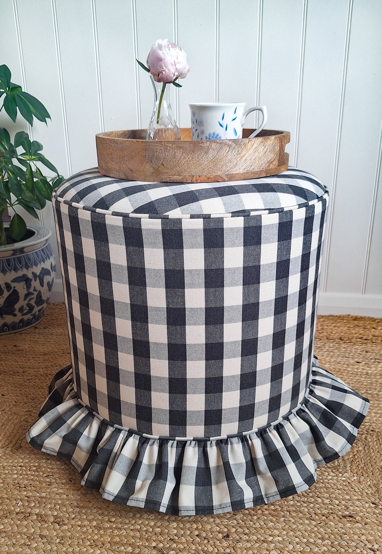 Calder Skirted Stool - Gingham Check