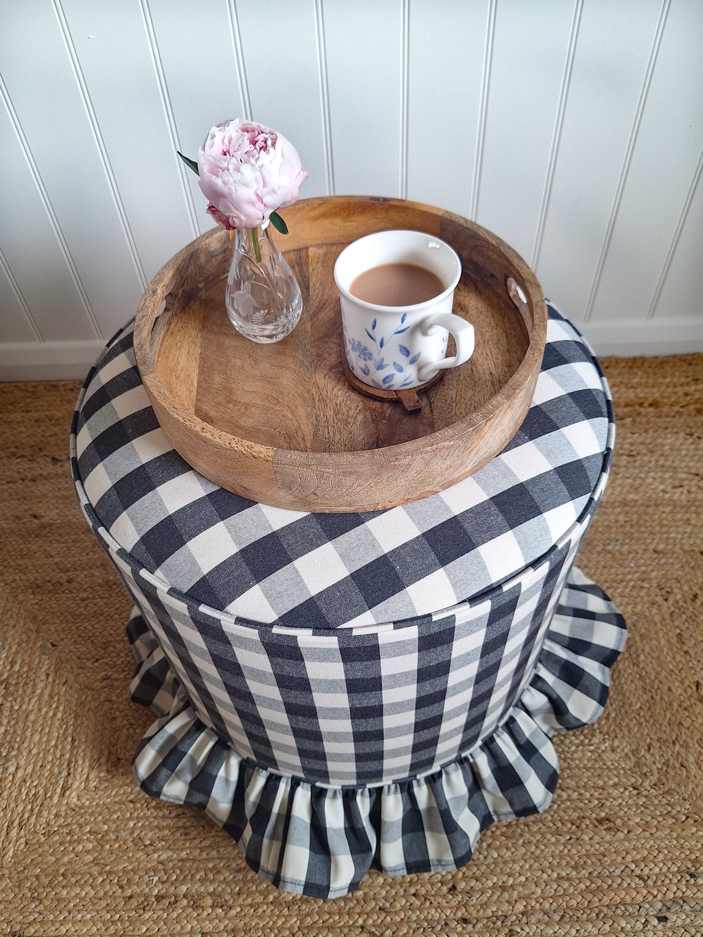 Calder Skirted Stool - Gingham Check