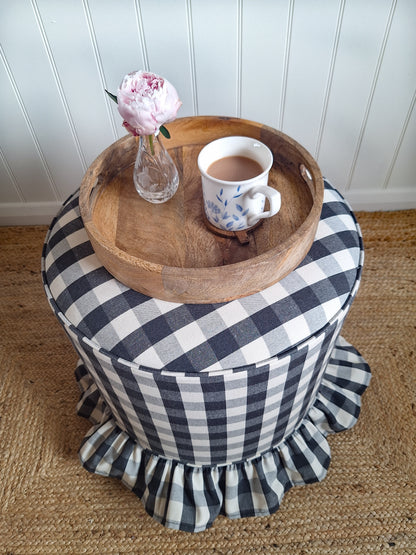 Calder Skirted Stool - Gingham Check