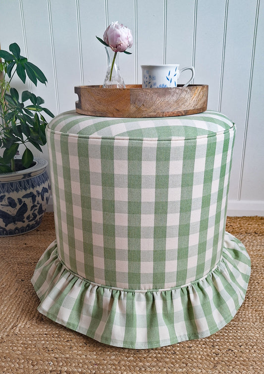 Calder Skirted Stool - Gingham Check Sage