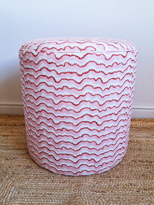 Calder Drum Stool – Scalloped Wave Linen