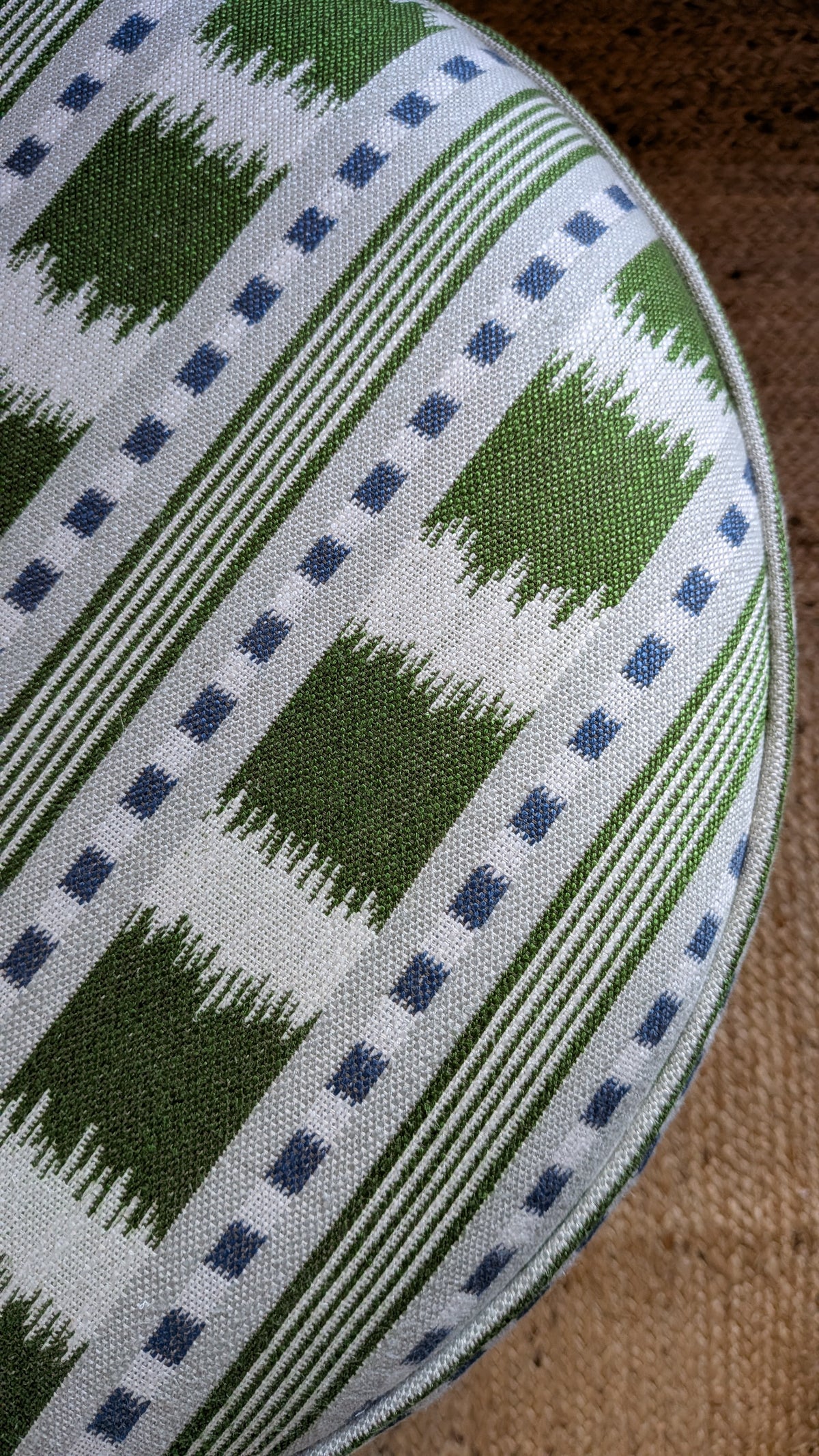 Calder Stool in Green & Blue Ikat Stripe