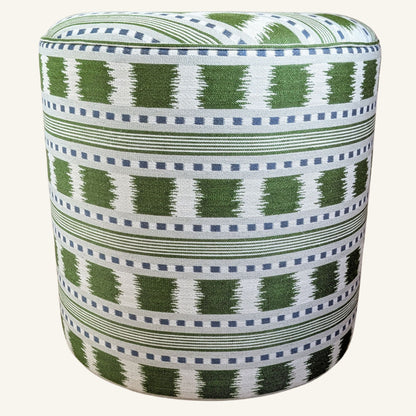 Calder Stool in Green & Blue Ikat Stripe