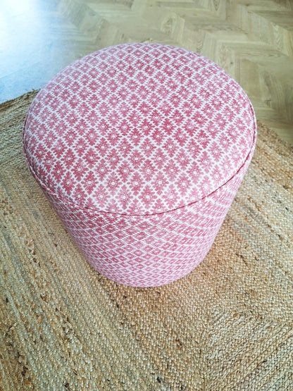 Calder Drum Stool — Geometric Linen