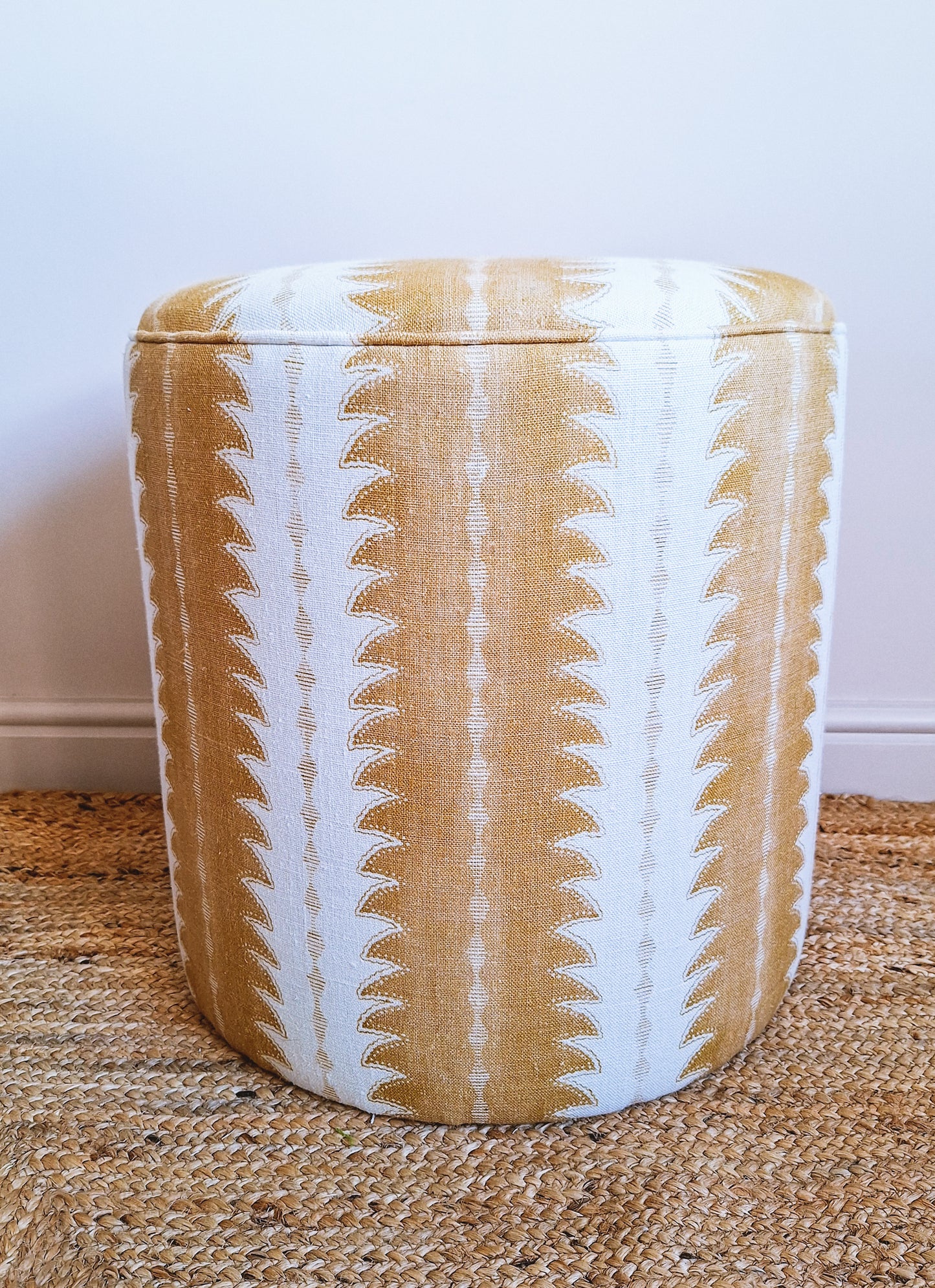 Calder Drum Stool – Fern Print Linen
