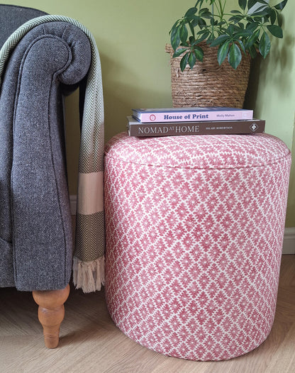 Calder Drum Stool — Geometric Linen