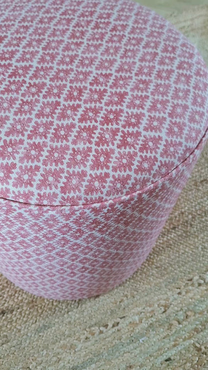 Calder Drum Stool — Geometric Linen