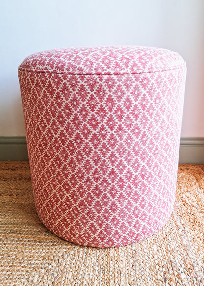 Calder Drum Stool — Geometric Linen