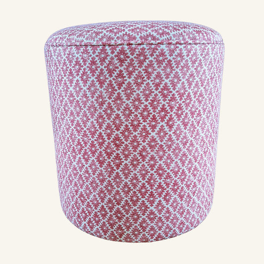 Calder Drum Stool — Geometric Linen